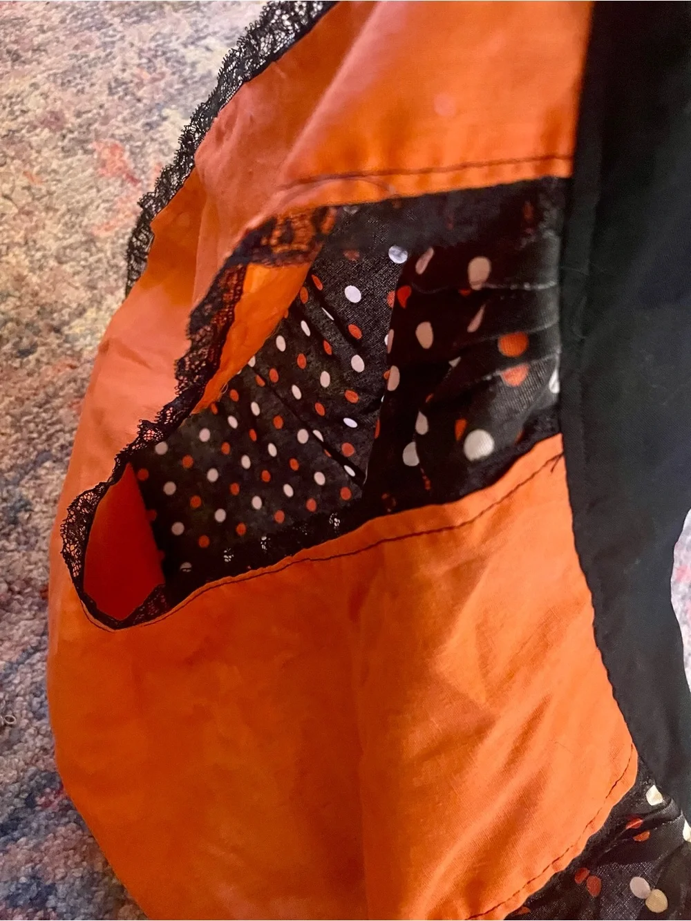 Vintage Orange and Black Polka Dot Half Apron - Kitchen Linen